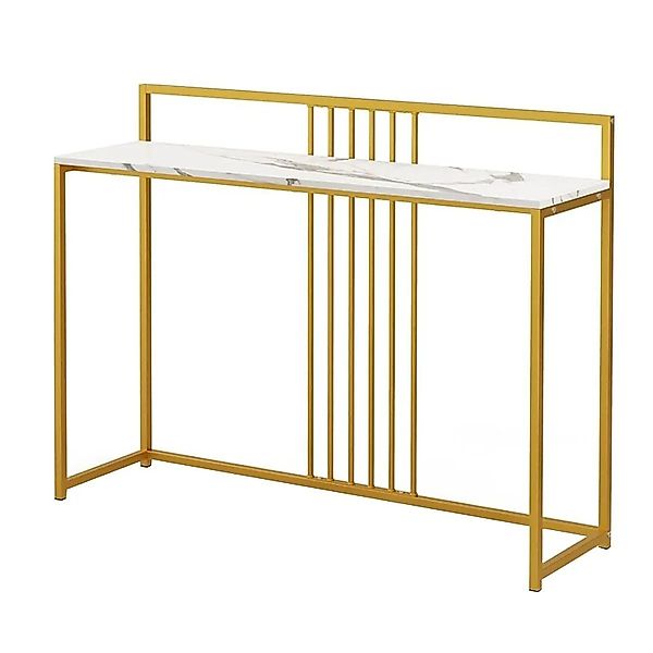 Costway Konsolentisch Beistelltisch Gold Weiß 120 x 32,5 x 88 cm günstig online kaufen