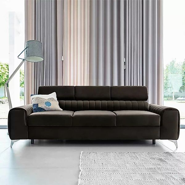 Sofa Couch aus Velours mit Armlehnen günstig online kaufen