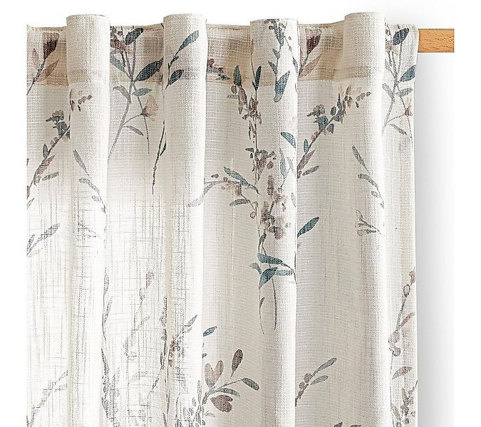 Restilo Gardine Gardine Stangendurchzug Vorhang Viskose Microfaser Blätter günstig online kaufen