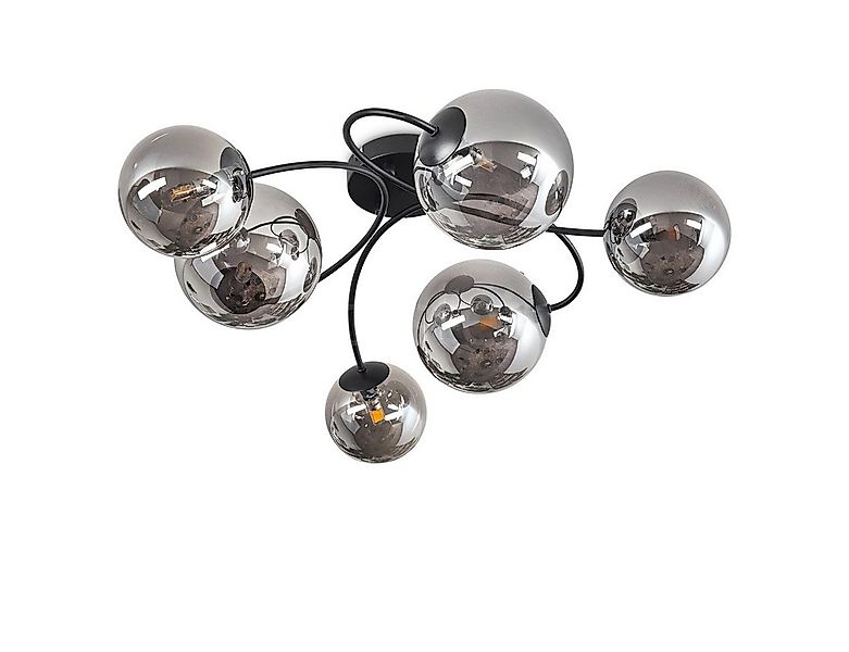 hofstein Deckenleuchte Deckenlampe aus Metall/Glas in Schwarz/Rauchfarben, günstig online kaufen