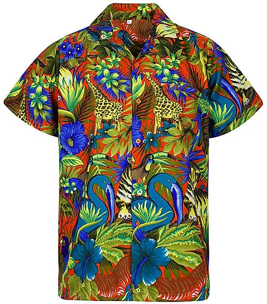 King Kameha Hawaiihemd Jungle Funky Hawaii-Hemd Herren Kurzarm Front-Tasche günstig online kaufen