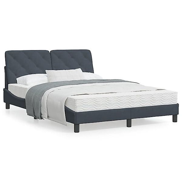 vidaXL Bettgestell Bett mit Matratze Dunkelgrau 140x200 cm Samt Bettgestell günstig online kaufen