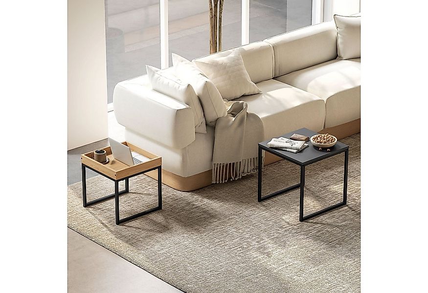 HOMCOM Couchtisch 2er-Set, mit Stahlgestell (Kaffeetisch, 2-St., Eckiger Be günstig online kaufen