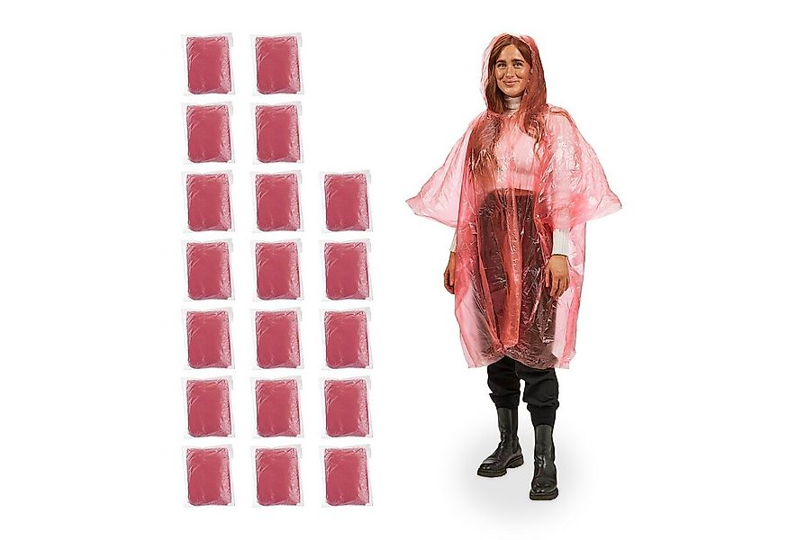 relaxdays Regenponcho Einweg Regenponcho 20er Set rot günstig online kaufen