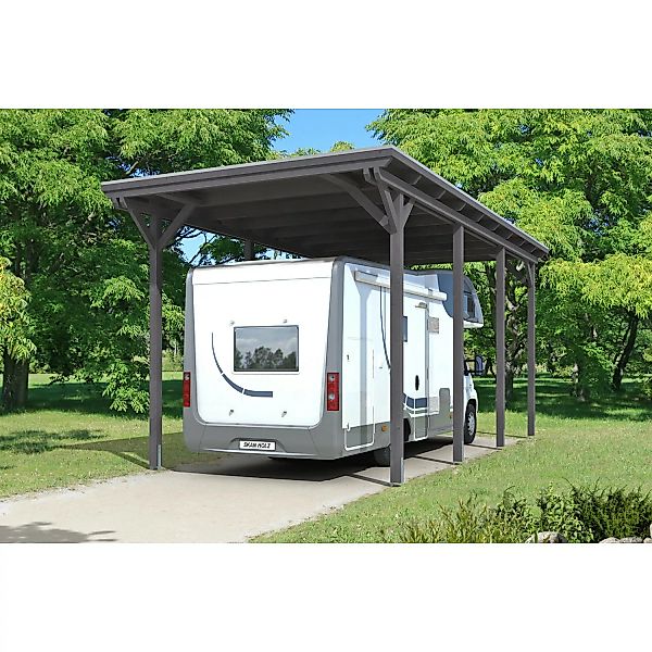 Skan Holz Carport Emsland Caravan 404 cm x 846 cm Schiefergrau günstig online kaufen