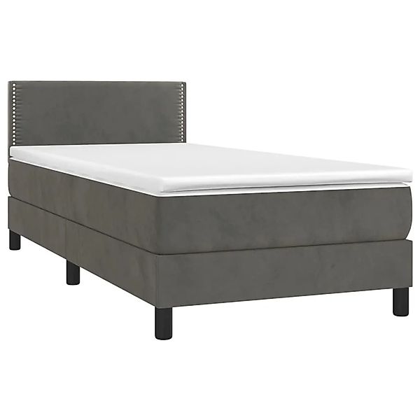 vidaXL Boxspringbett mit Matratze & LED Dunkelgrau 100x200 cm Samt 3134328 günstig online kaufen