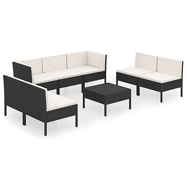 vidaXL 8-tlg Garten-Lounge-Set mit Auflagen Poly Rattan Schwarz Modell 34 günstig online kaufen