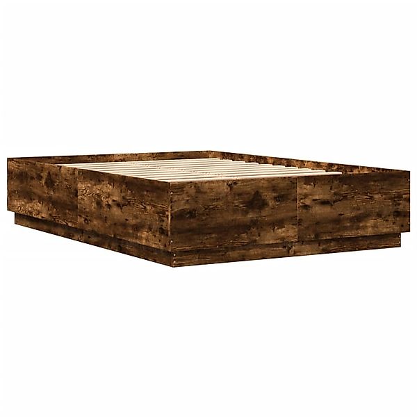 vidaXL Bettgestell mit LED Räuchereiche 150x200cm Holzwerkstoff 3209608 günstig online kaufen