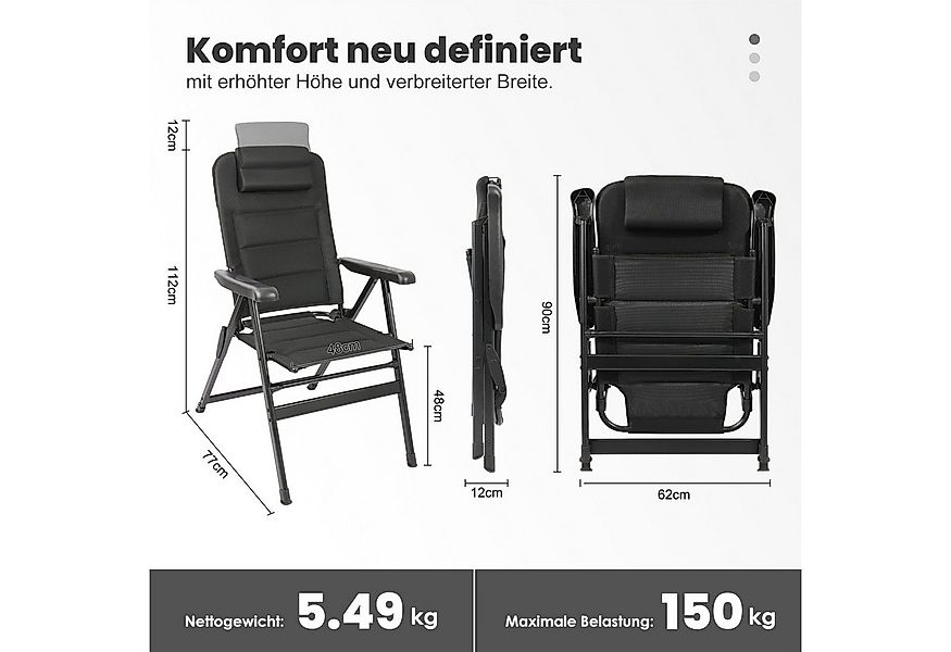 HOMECALL Klappstuhl Hochlehner Campingstuhl Gartenstuhl Gepolstert Faltstuh günstig online kaufen