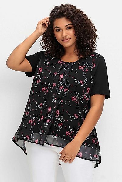 Sheego T-Shirt Blusenshirt Kurzarm aus Jersey und Chiffon günstig online kaufen
