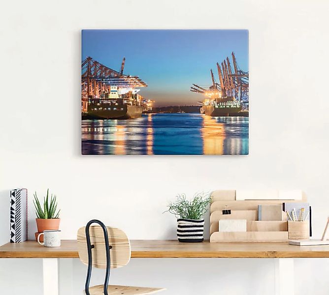 Artland Wandbild »Hamburg Hafen am Abend 2«, Deutschland, (1 St.), als Lein günstig online kaufen