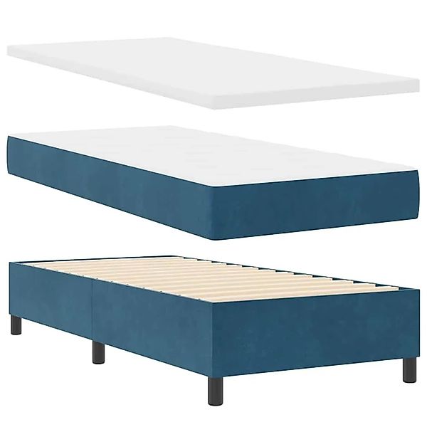 vidaXL Boxspringbett mit Matratze Dunkelblau 90 x 200 cm Samt 3344556 günstig online kaufen