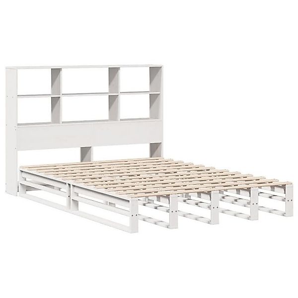 vidaXL Bett Massivholzbett mit Regal ohne Matratze Weiß 120x190 cm günstig online kaufen