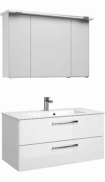 Saphir Badmöbel-Set "Trentino 2-tlg Mineralmarmor-Waschtisch, Spiegelschran günstig online kaufen