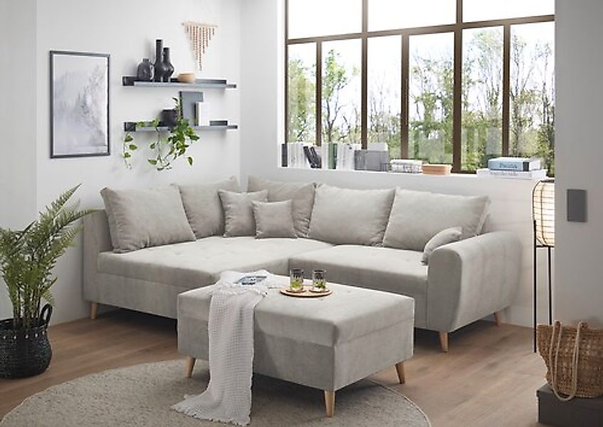 ED EXCITING DESIGN Ecksofa »Calanda L-Form«, mit Hocker & 3 Zierkissen günstig online kaufen