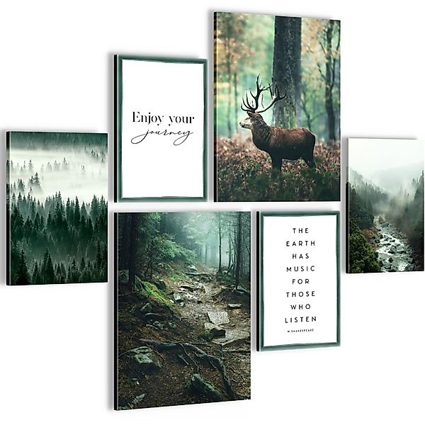 Novart Wandbild Wald Hirsch KOMPLETT AUFHÄNGFERTIG günstig online kaufen