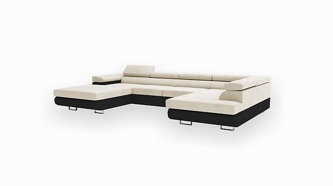 Goldstoff Wohnlandschaft RELAX U Ecksofa mit Schlaffunktion, Kunstleder & S günstig online kaufen