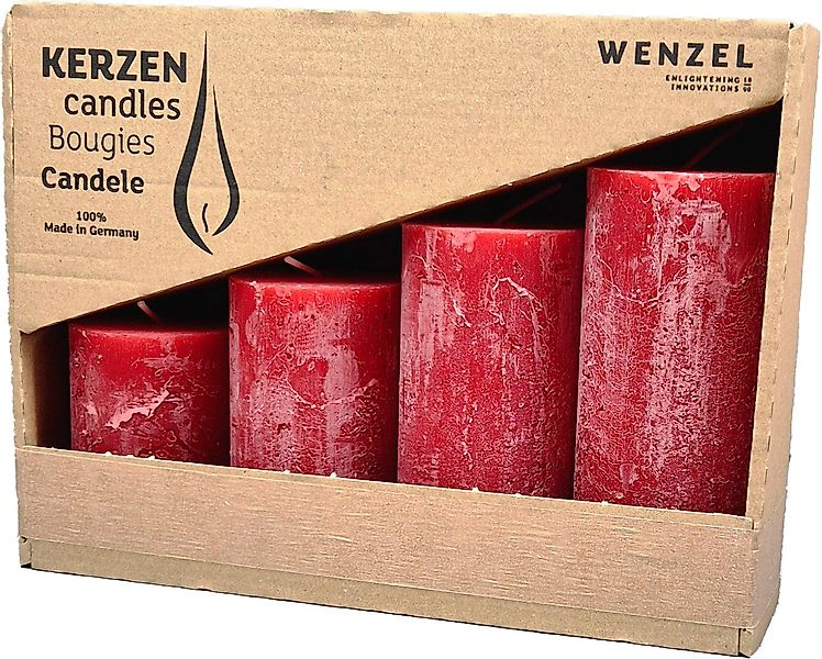 Wenzel Stumpenkerze Rustic (4-tlg), 4er-Set günstig online kaufen