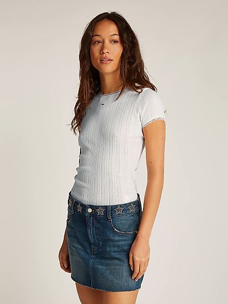 Tommy Jeans T-Shirt "TJW SLIM POINTELLE RIB TEE", mit Lochmuster günstig online kaufen