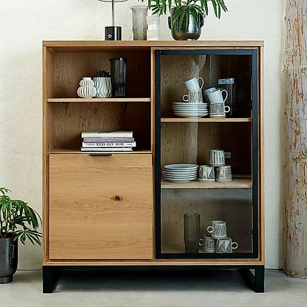 Esszimmer Highboard mit Glastür 2 offene Fächer günstig online kaufen