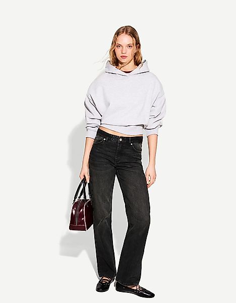 Bershka Straight Fit Jeans Damen 38 Grau günstig online kaufen