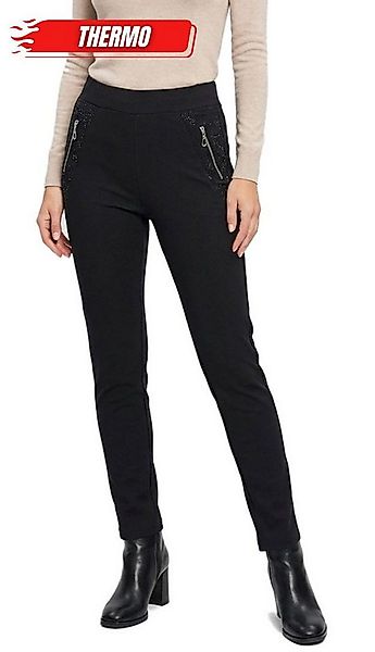 dy_mode Thermohose Damen Thermohose Schwarz gefütterte Winterhose Mid Waist günstig online kaufen