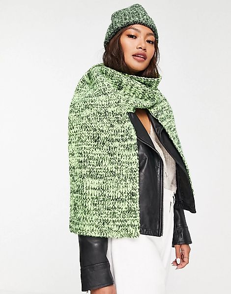 ASOS DESIGN – Langer Schal aus verschiedenem Strick in Grün und Schwarz-Meh günstig online kaufen