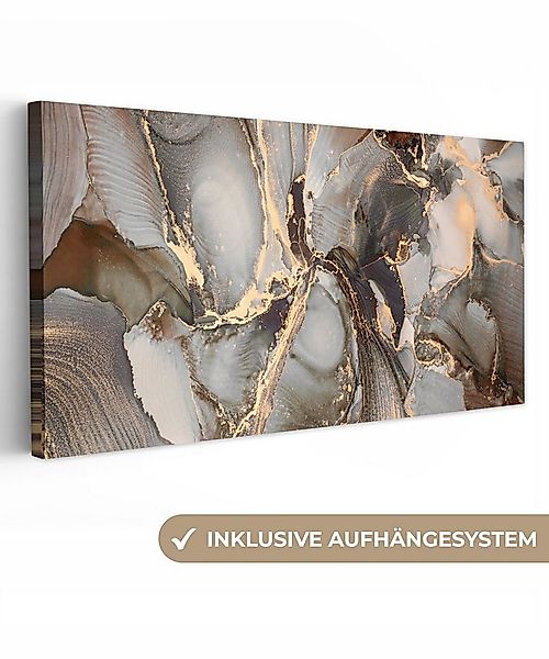 OneMillionCanvasses® Leinwandbild Panorama Grau - Gold - Marmor - Marmoropt günstig online kaufen