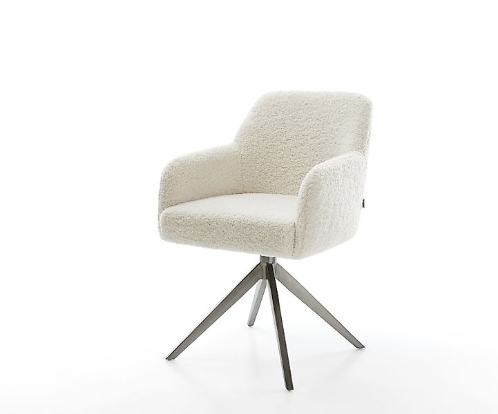 Drehstuhl Greg-Flex Teddystoff Beige Kreuzgestell breit Graphit 360° drehba günstig online kaufen