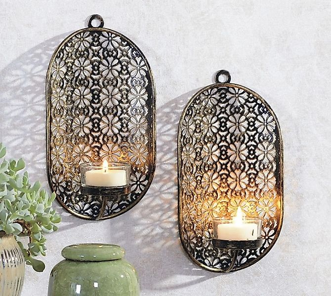 Gravidus Wandkerzenhalter 2er Set Wandkerzenhalter Teelichthalter Metall Gl günstig online kaufen
