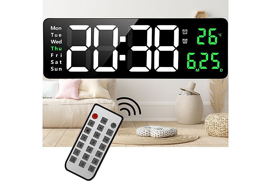 REDOM Wanduhr Elektronische Uhr mit Temperaturanzeige Fernbedienbare LED-Di günstig online kaufen