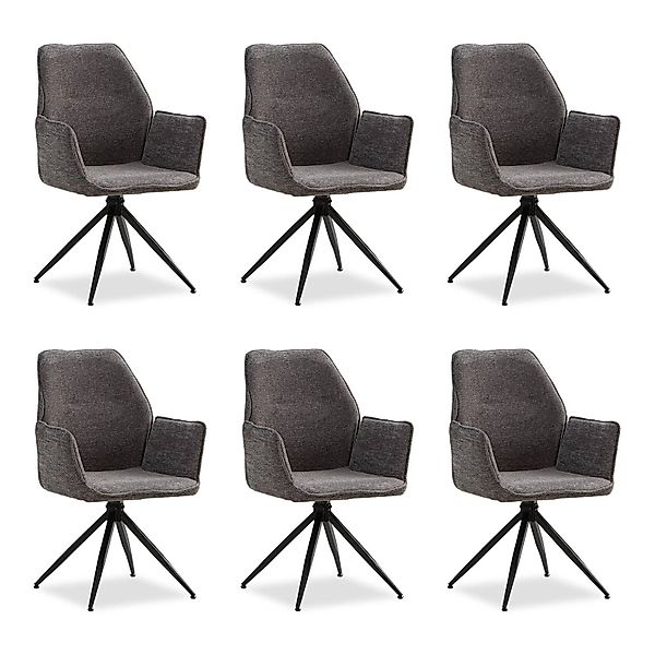Homestyle4u 6er Set Polsterstühle Drehbar in Grau 2857 günstig online kaufen