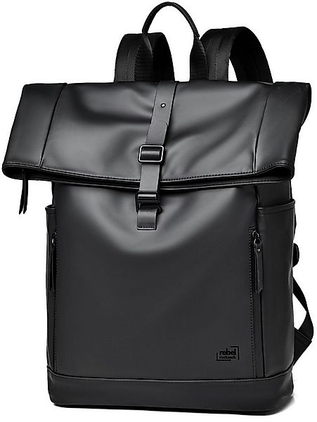 Rebel Rucksack Cityrucksack Rolltop Rucksack für Pendler – Schwarz, Laptopf günstig online kaufen
