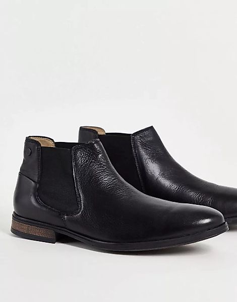 Jack & Jones – Niedrige Chelsea-Stiefel aus weichem Leder in Schwarz günstig online kaufen