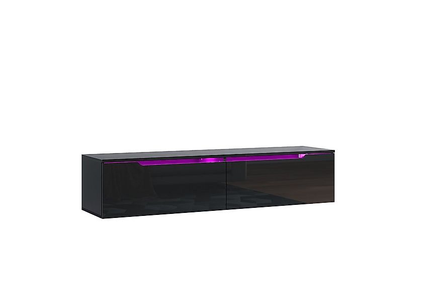 SONNI TV-Schrank Schwarzer Wandhalter Minimalistischer TV-Ständer mit LED-B günstig online kaufen