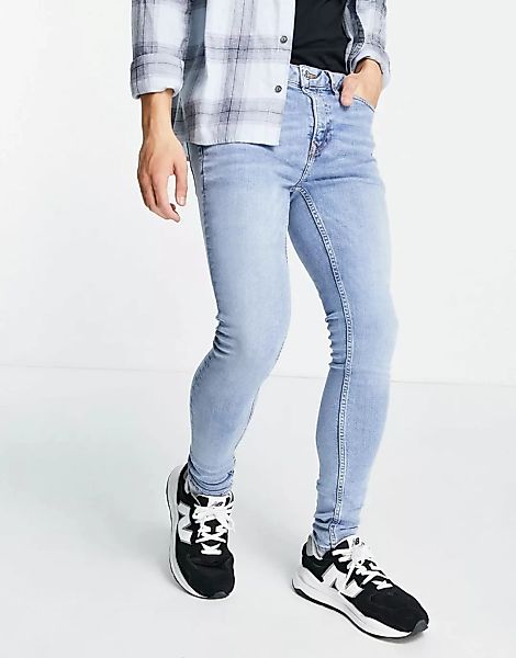 Topman – Hautenge Jeans in heller Waschung-Blau günstig online kaufen