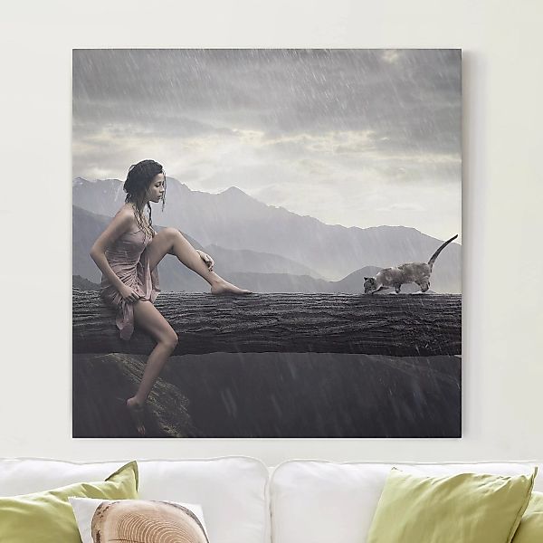 Leinwandbild Akt & Erotik - Quadrat Jane in the rain günstig online kaufen