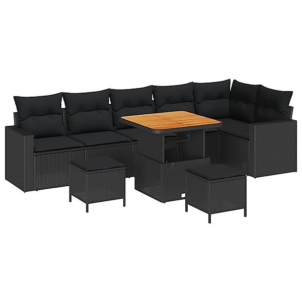 vidaXL Gartensofa-Set mit Kissen 11 Stk Schwarz Poly-Rattan 3363579 günstig online kaufen