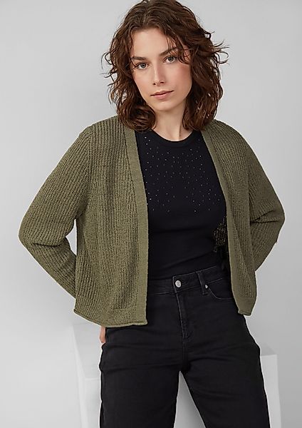 QS Funktionsjacke Strickjacke aus Bändchengarn Rollsaumblende günstig online kaufen