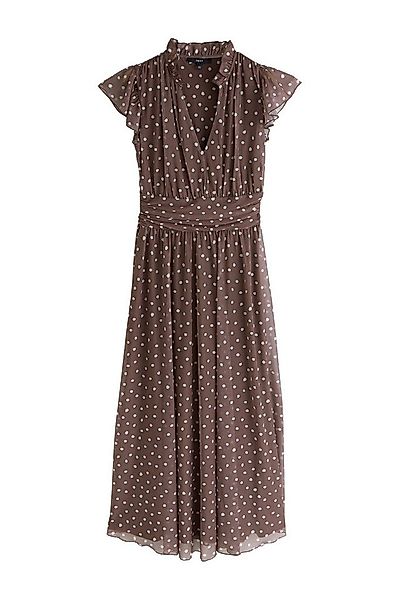 Next Midikleid Plissiertes Mesh-Midikleid mit V-Ausschnitt (1-tlg) günstig online kaufen