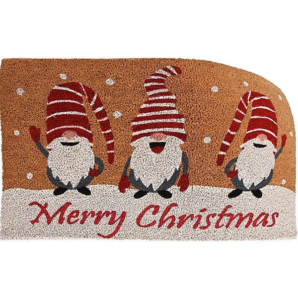 Weihnachtsfußmatte mit Gnome Kokosfaser und PVC 45 x 75 cm Rot-Weiß günstig online kaufen