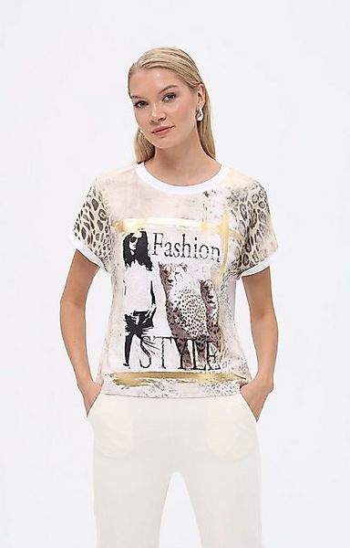 Passioni T-Shirt mit grafischem Print-Mix und metallischen Golddetails günstig online kaufen