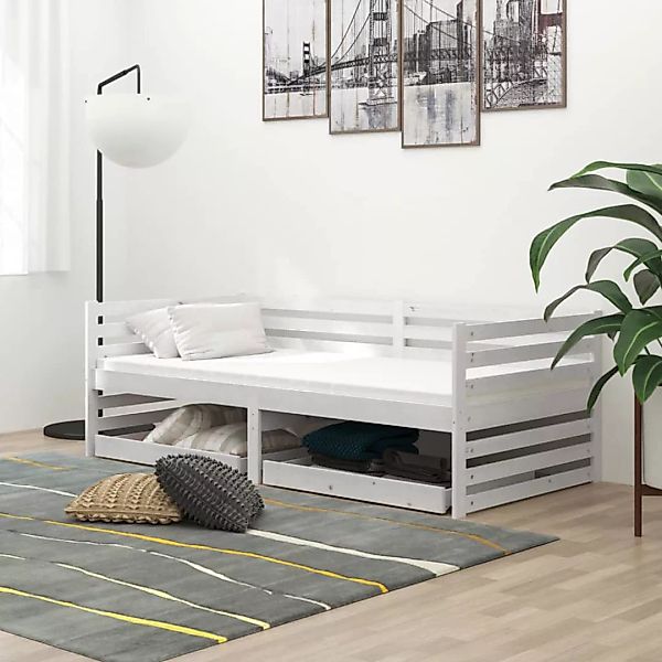 Tagesbett Mit Schubladen Weiß 90x200 Cm Massivholz Kiefer günstig online kaufen
