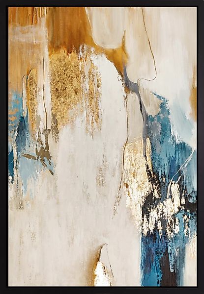 queence Leinwandbild »Abstrakt Beige und Gold«, Abstrakt, mit einem Schatte günstig online kaufen