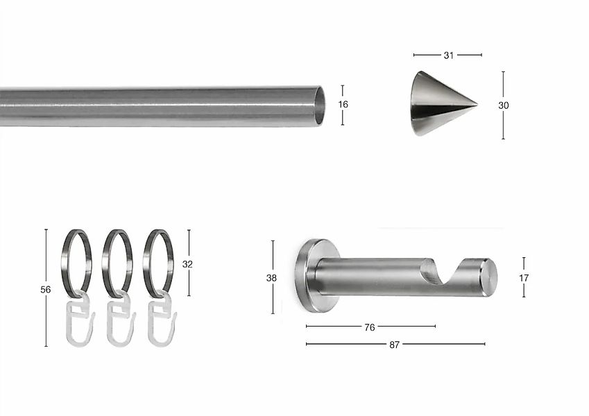 GARESA Gardinenstange "DIAMANT" Ø 16 mm 1 läufig-läufig Wunschmaßlänge Vorh günstig online kaufen