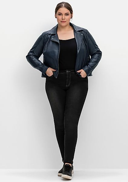 Sheego Lederjacke, ohne Kapuze günstig online kaufen