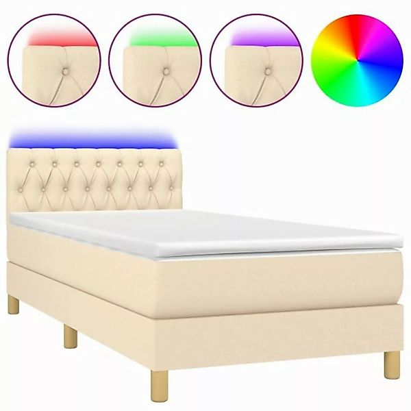 vidaXL Boxspringbett Boxspringbett mit Matratze LED Creme 90x200 cm Stoff B günstig online kaufen