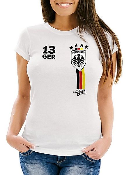 MoonWorks Print-Shirt Damen T-Shirt Fanshirt Fußball EM WM Deutschland Trik günstig online kaufen