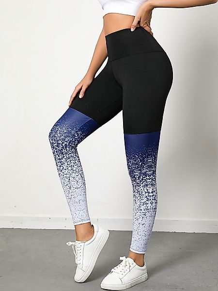Gepunktete allmähliche Farbe Yoga-Leggings mit hoher Taille günstig online kaufen