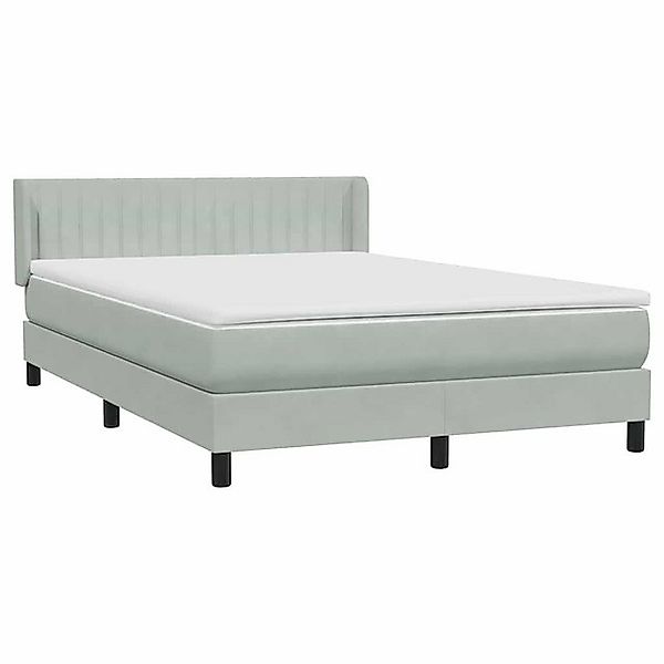 vidaXL Bett Boxspringbett mit Matratze Hellgrau 140x220 cm Samt günstig online kaufen